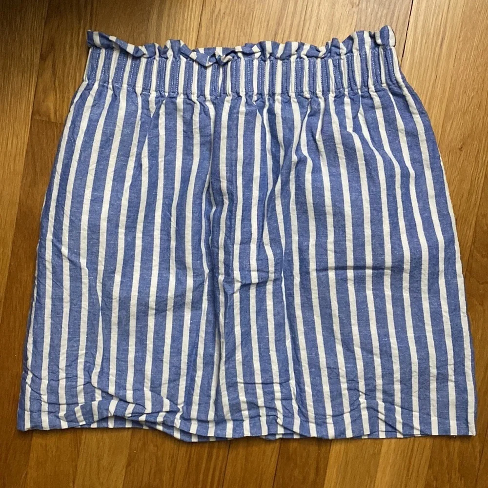 J. Crew Striped Linen Cotton Blend Skirt with Pockets Size 6